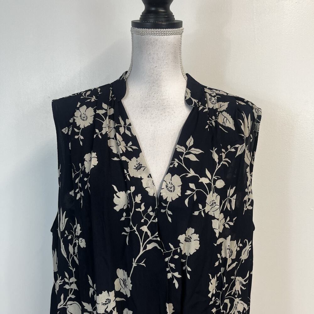 Rag & Bone New York Blouse Top sz XL Black Tan Floral Peasant Boho Style Womens - Picture 2 of 7